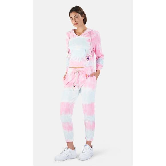 LoveShackFancy Pants - LOVESHACKFANCY Pink Tie-Dye Hoodie Terry Kirby Santinella Joggers Pants Set S/M